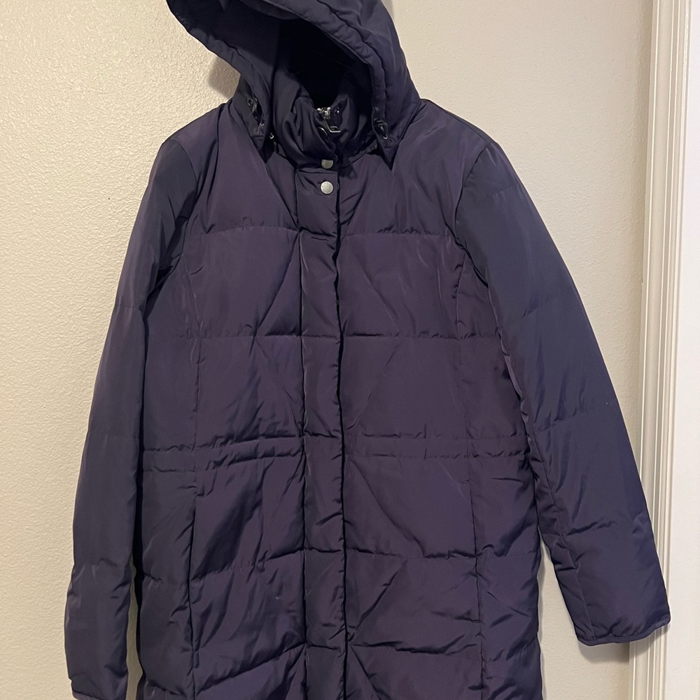 Land’s End Down Coat Hood Winter Parka Purple Women's Size M 10-12